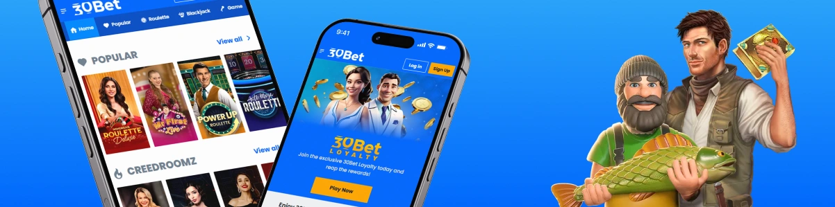 30Bet Casino UK Mobile App Banner.
